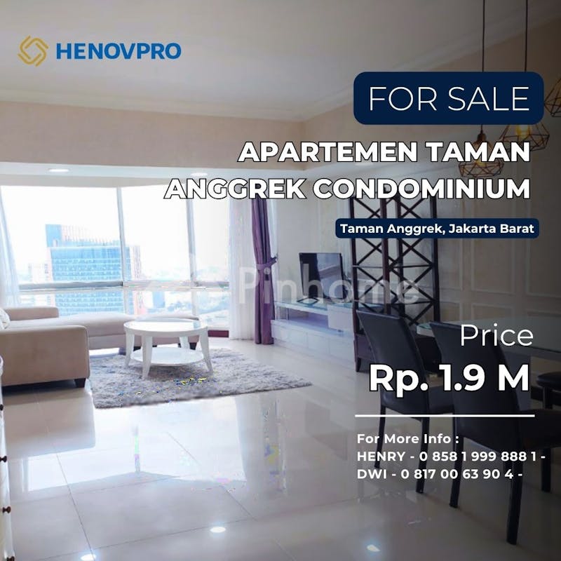 dijual apartemen 2 1br city view tersewa di taman anggrek condominium - 1