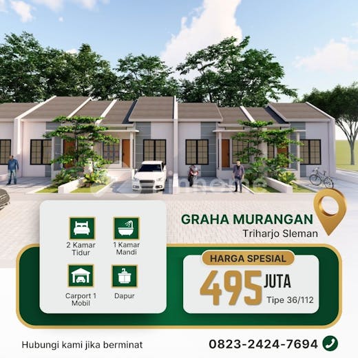 dijual rumah baru dijogja utara harga 400jtan dekat rsud sleman di triharjo - 1