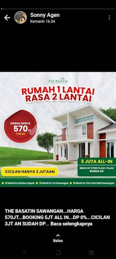 dijual rumah siaphuni dgn tanah luas pinggir jalan di sawangan baru - 2