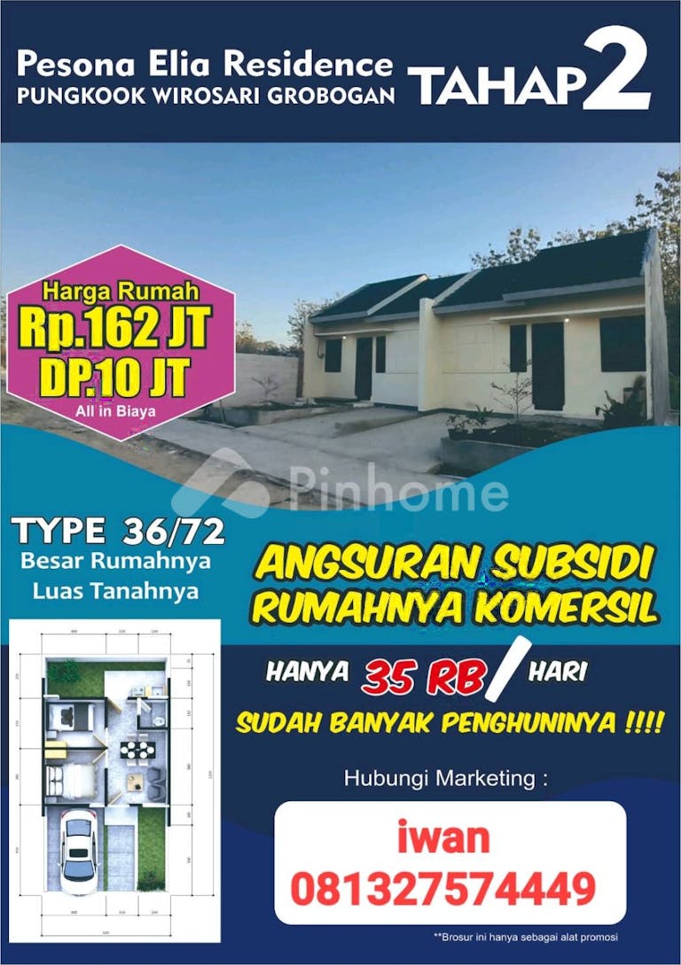 dijual rumah subsidi rasa komersial di jl wirosari - 1