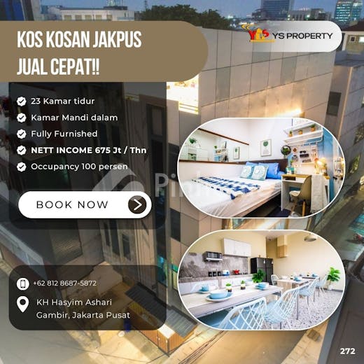 dijual rumah kos 3 lantai 23 kt full occupancy  675 jt   thn di hasyim ashari - 1