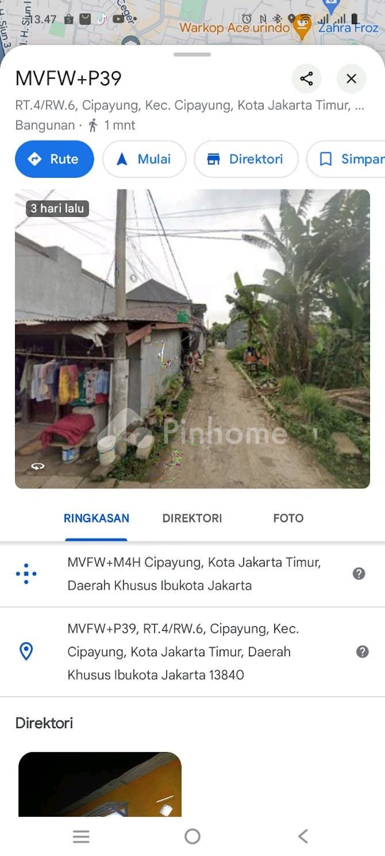 disewakan rumah kontrakan 1 petak  luas 20m  untuk karyawan ti di jl mandor hasan rt 4 rw 6 cipayung jak tim - 10