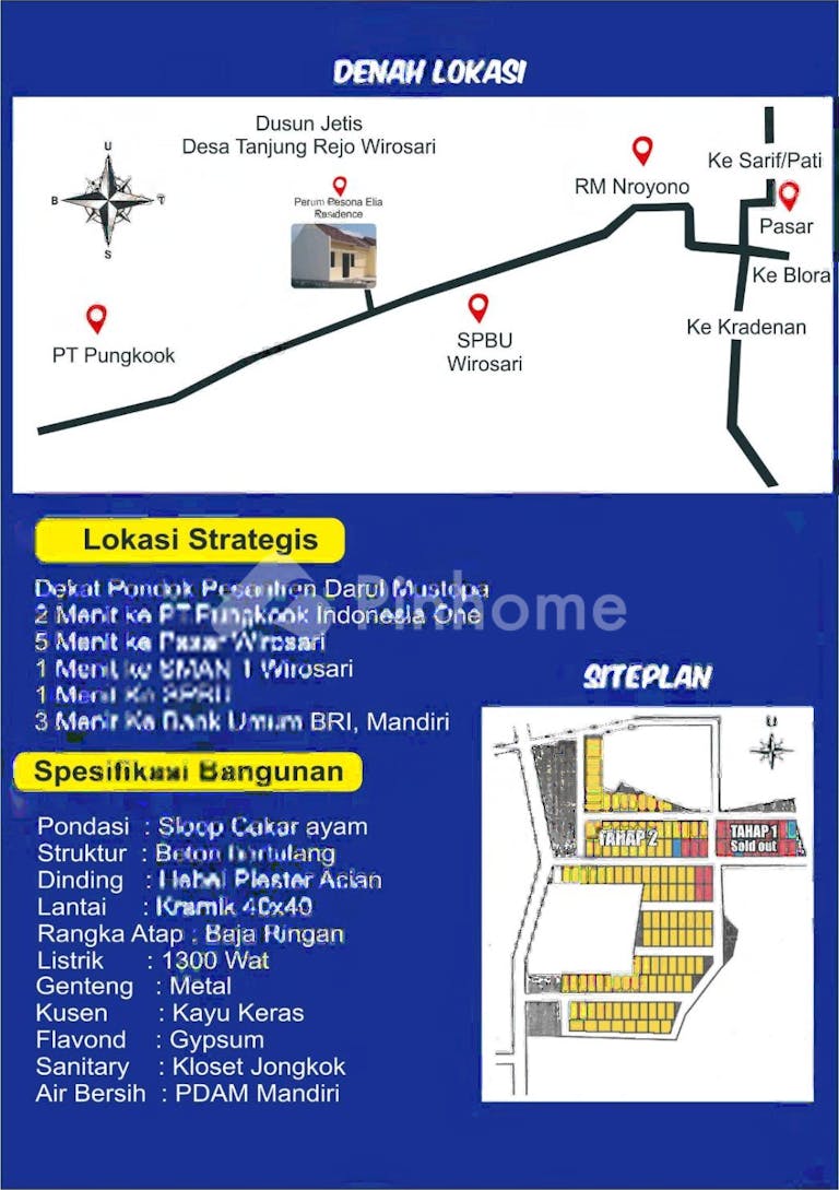 dijual rumah subsidi rasa komersial di jl wirosari - 2