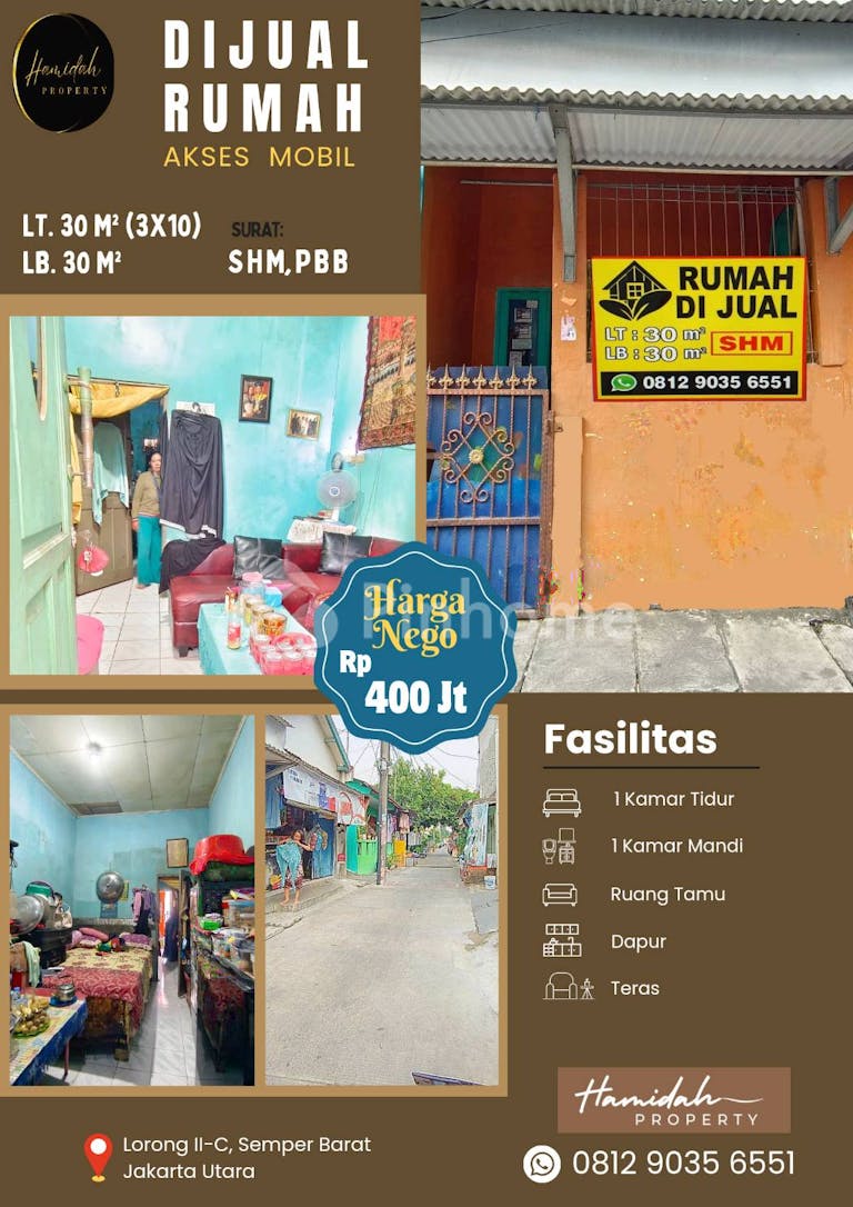 dijual rumah 1kt 30m2 di jl kramat jaya blok c gg 2 - 1