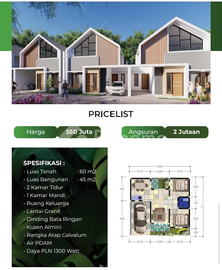 dijual rumah panderman green eleven di jalan raya bangil pandaan - 2